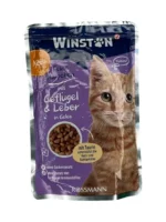 پوچ گربه وینستون طعم گوشت پرنده و جگر - 100 گرم، غذای خوشمزه و مغذی برای گربه‌های بالغ